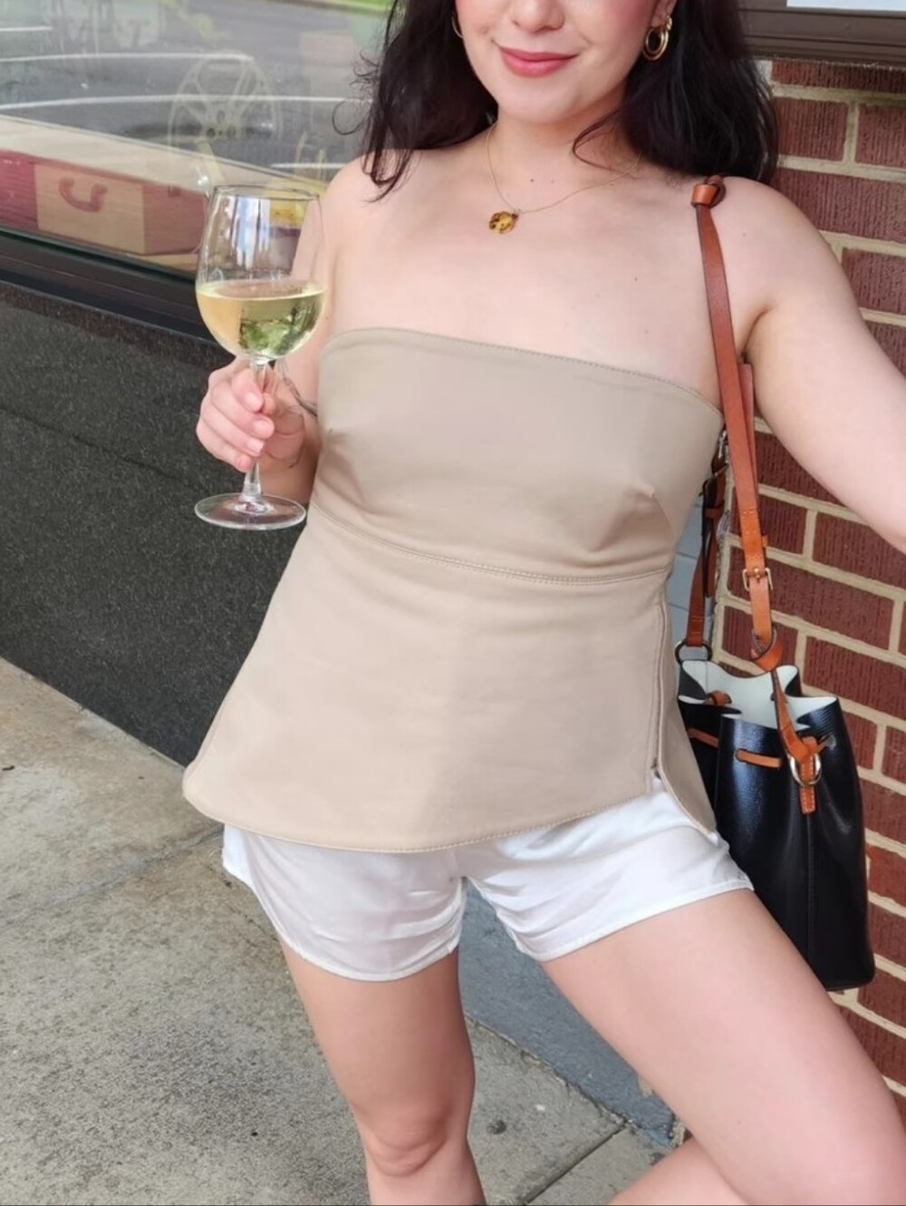 Zara Strapless Beige Peplum Bustier Top
